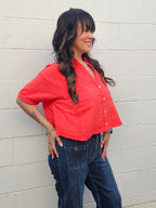 Golden Sunset Crop Button Up