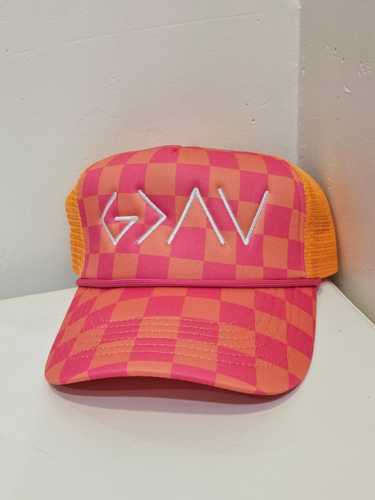 Checkered Abstract Trucker Hat