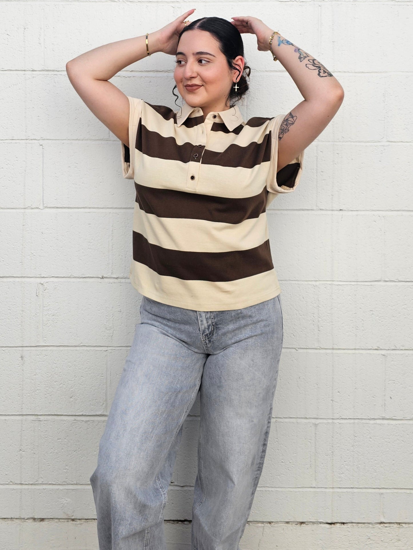 Mocha Collared Top