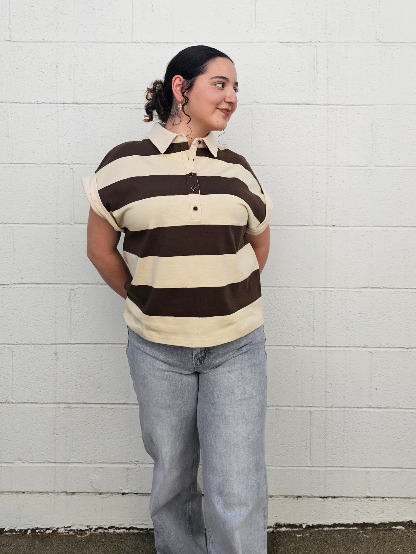 Mocha Collared Top