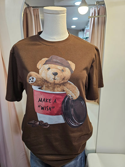 Coffee Bear Graphic Tee- Brown