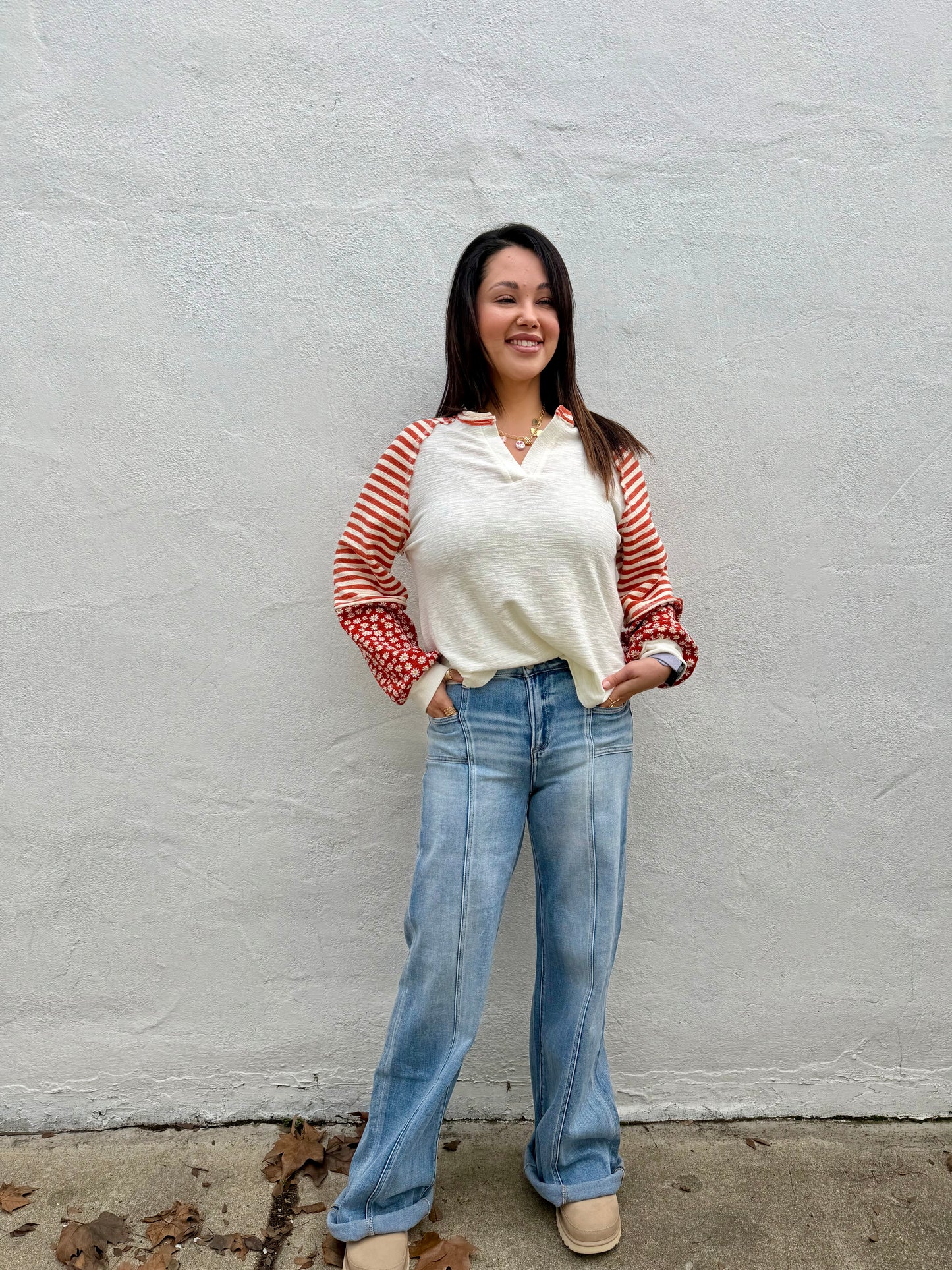 Midnight Bloom Pullover- Red