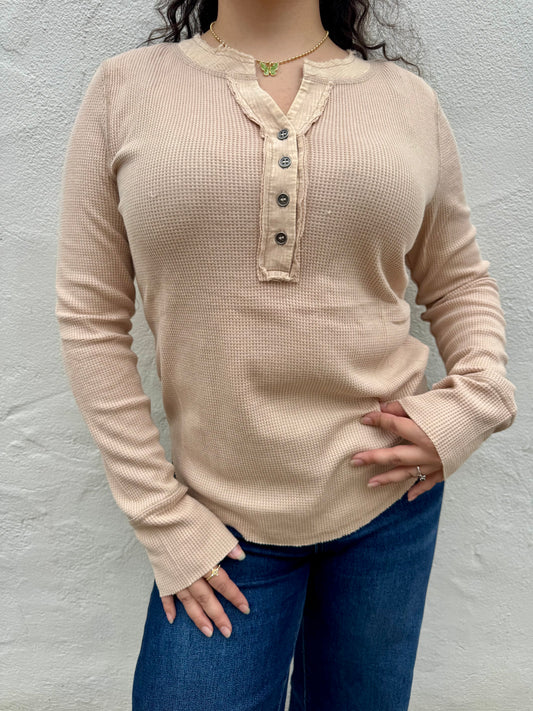 Henley Thermal- Cream