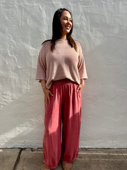 Stevie Basic Top- Rose