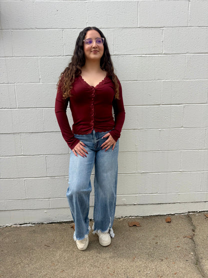 Lucas Top- Burgundy
