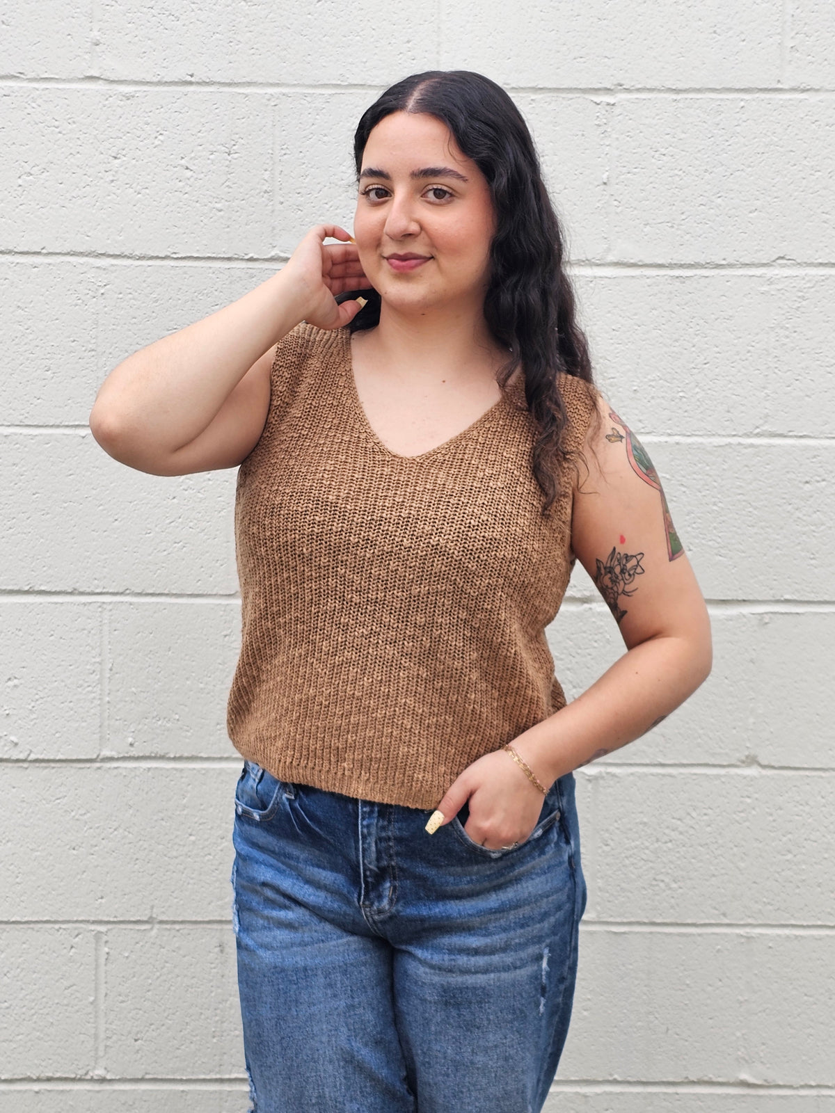 Casillo Knit Vest- Brown