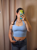 Larson Halter Top- Sky Blue